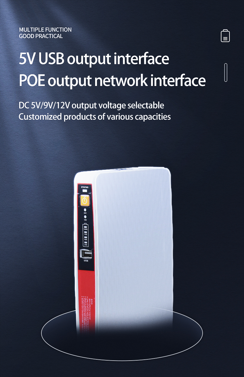 2023 5V 12V 24V DC Mini UPS with White LiFePO4 Battery and Long Battery