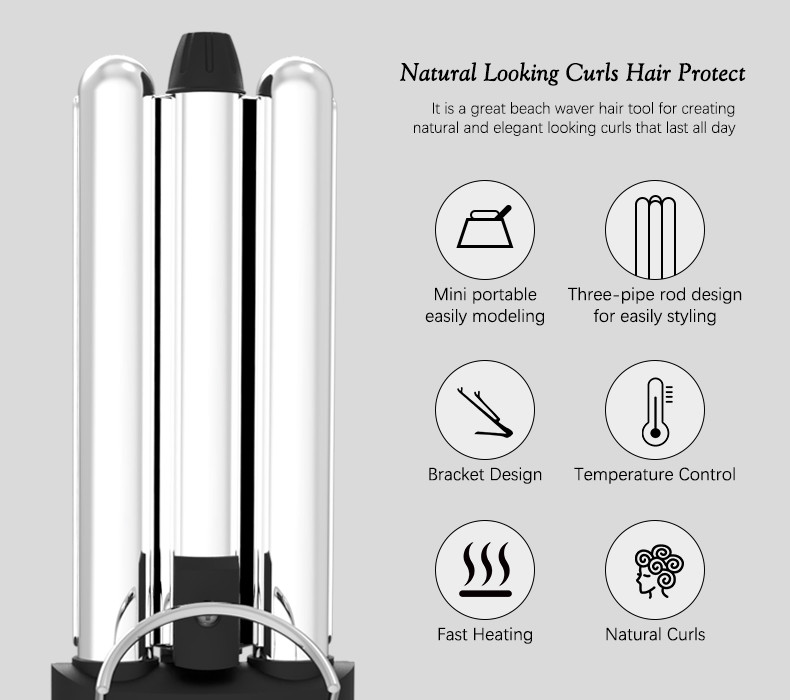 Three Barrel Curling Iron Mini Hair Curler Aluminum Plate Wave Formers