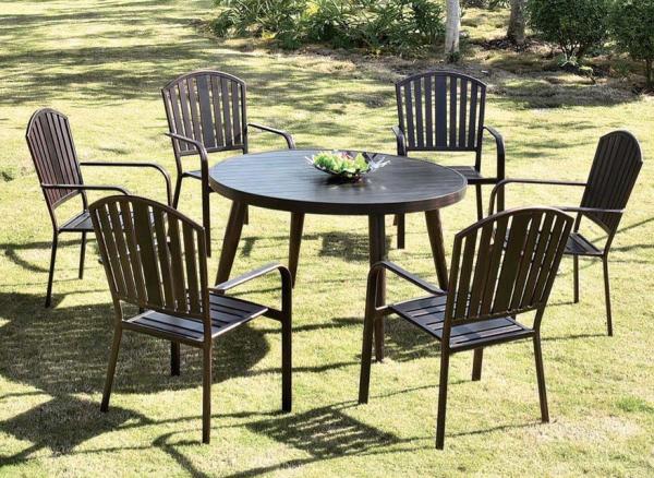 Leisure Garden Cast Aluminium 6 Seater Outdoor Furniture table and chair set