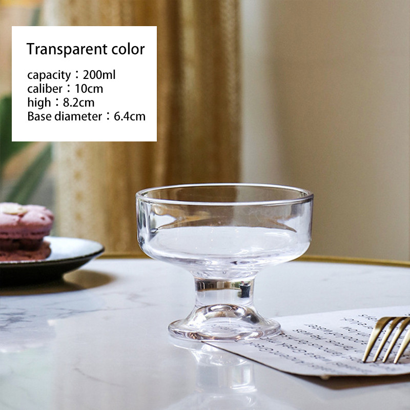 200ml Pudding Yogurt Salad Milkshake Cup 10cm Caliber Glass Ice Cream Bowl