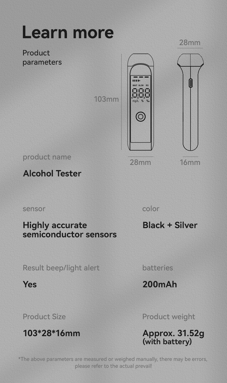 Non Contact Breathalyzer Mr black1000 Compact Home Breathalyzer Tester