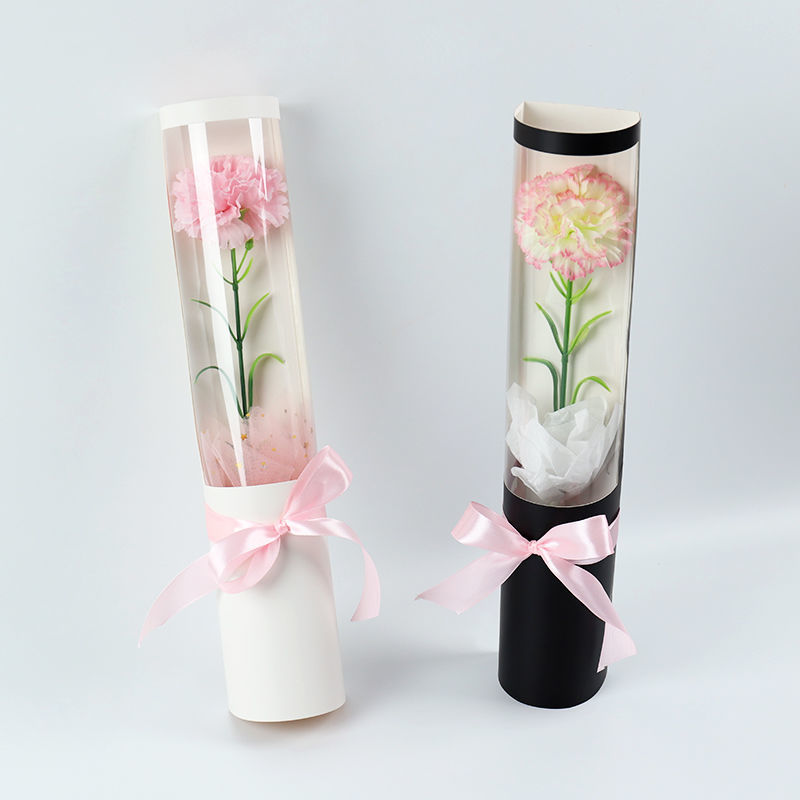 Design Logo Round Cylinder PVC Box for Custom Different Shape Florist Rose Packaging