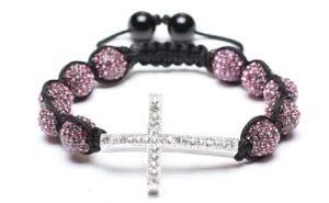 Wholesale Shamballa Bracelet, Crystal Pave Alloy Beads, Silver Plated Brass Cross from china suppliers
