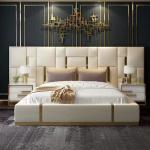 Bentley Luxury Leather Cowhide King Size Bed Large Apartment Hotel Room