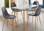 Home Furniture Glass Top 0.05m3 21kgs Wooden Dining Sets For 4-6 Seaters