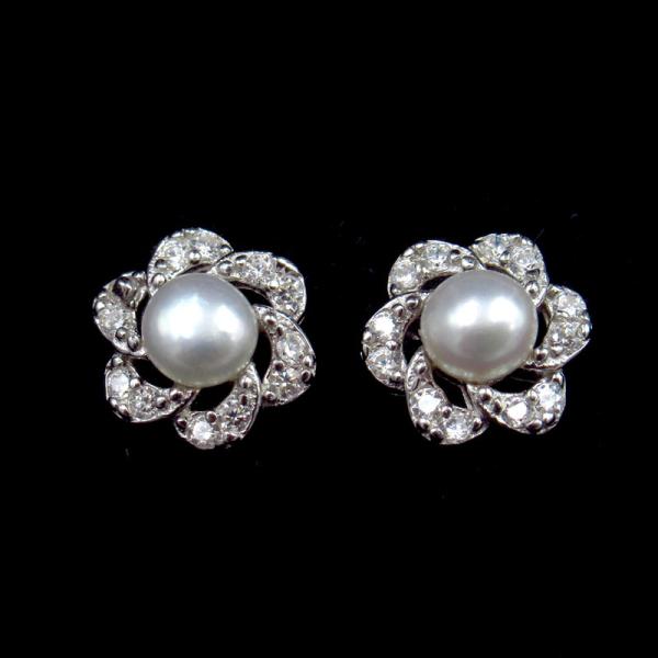Fashion Silver Pearl Earrings / Sunshine Real Pearl Earrings Beads Jewelry For