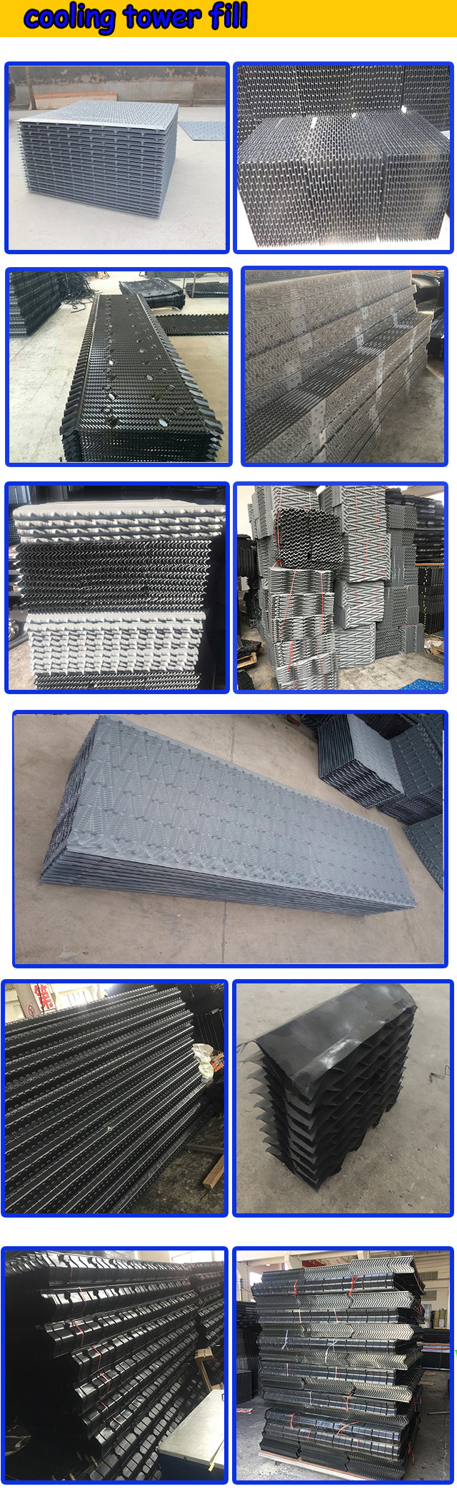 Cross Flow Film Fill Cooling Tower 1300mm 2440mm 20mm PVC Sheet