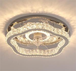 Wholesale Light Luxury Crystal Ceiling Fan Light Nordic Silent Concealed Ceiling Fan With Light from china suppliers