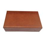 Leather 6 Slot Wooden Lid Spectacles Sunglasses Storage Display Box With Mirror