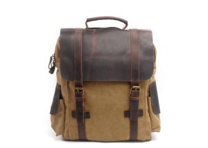 Wholesale CL-502 Khaki Classical Design Vintage Mens Canvas Leather Backpack from china suppliers