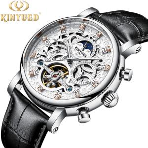 Wholesale Silver Case Mens Mechanical Watches Durable Tourbillon Skeleton Watch from china suppliers