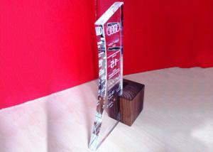 Wholesale Clear K9 Crystal Trophy Cup With Wooden Base And Sandblasting Logo &amp; Words from china suppliers
