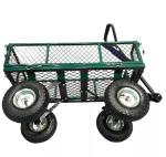 Outdoor Iron Garden Trolley Mesh Cart Trailer With Pneumatic Wheel For Heavy