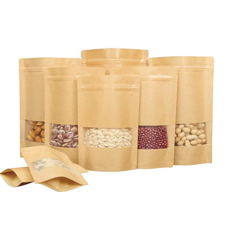 Matt Stand Up Flour Pouch Snack Bar Laminate Kraft Paper Bag For Coffee Bags