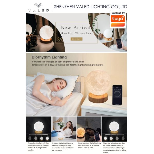 Dimmable Daylight Therapy Lamp with 2700K-6000K Color Temperature and Remote Control Moon Shaped Light
