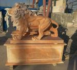 Garden decoration Nature Stone walking lions statue pink marble animal sculpture