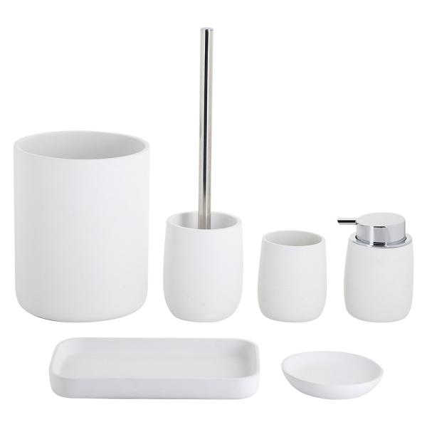Eco Friendly Cement Bathroom Accessories Pure White Complete Bathroom Sets 6pcs