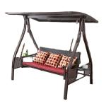 Outdoor Leisure PE Rattan 3 Person Steel Porch Swing With Canopy