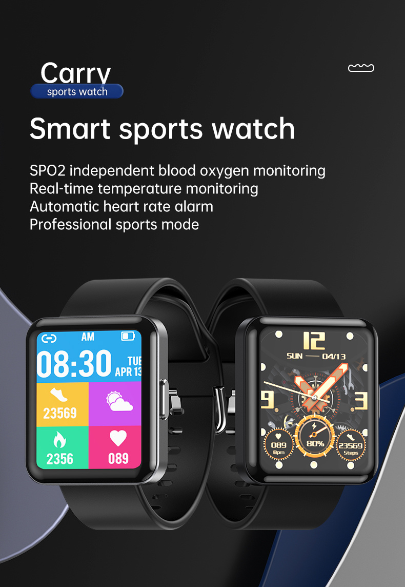 HD 1.7-Inch Large Screen 180 Ma, Body Temperature, Heart Rate, Blood Pressure, Blood Oxygen Monitoring Q333 Smart Watch