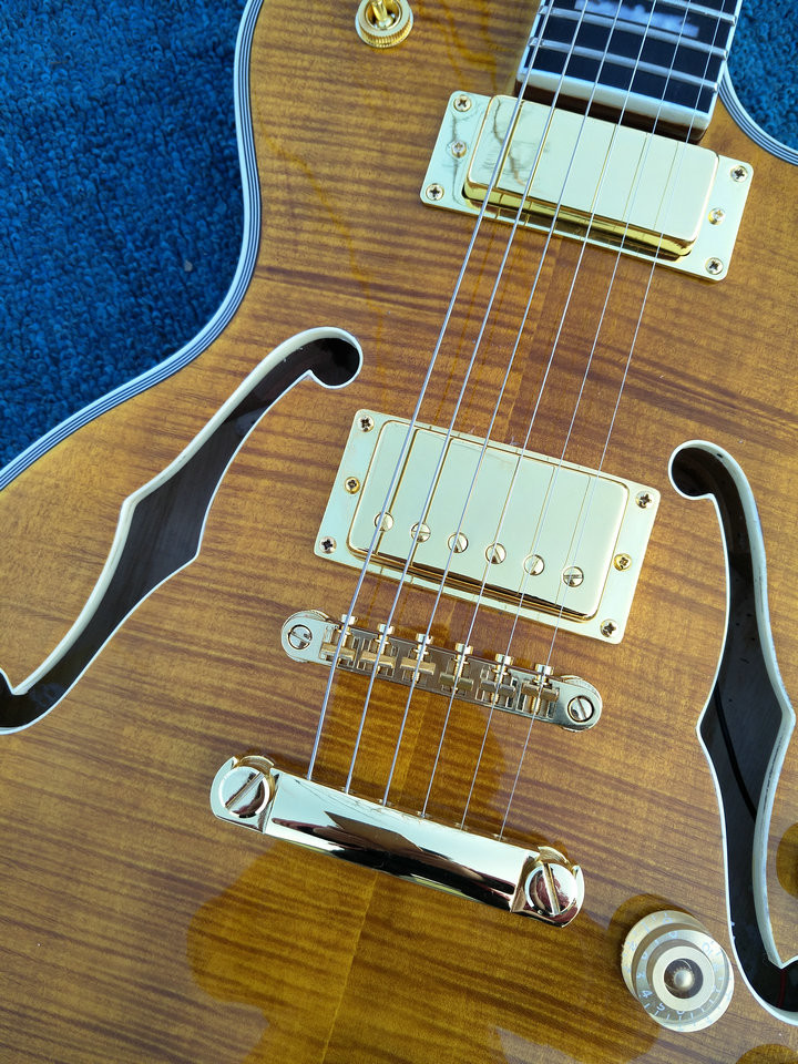 2017 New+Factory+Chinese Giggle ES Hollow Body F hole Cob brown color lp guitar China Electric Guitarras Free shipping G
