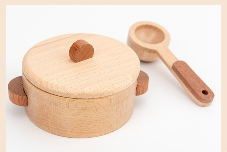 Children'S Log Wooden Kitchen Toy Set Simulation Mini Educational