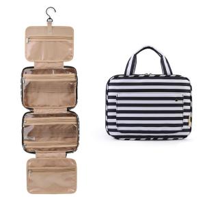 Wholesale Double Zipper Striped Nylon Cosmetic Makeup Bag from china suppliers