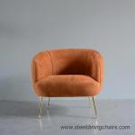 Living Room 810mm Velvet Single Seater Sofa Chair With Stainless Steel Leg