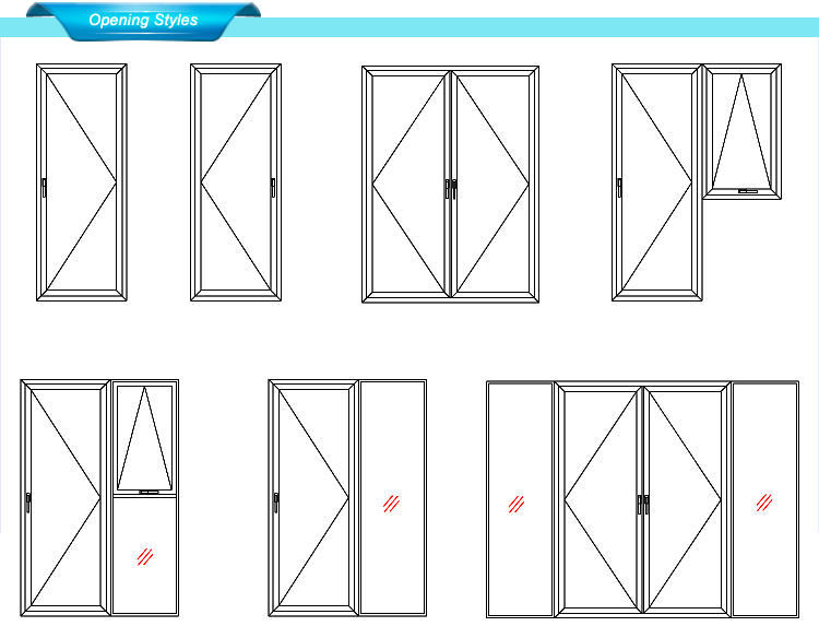 Sound Proof Upvc Swing Door Hurricane Casement Window PVC Glass Door
