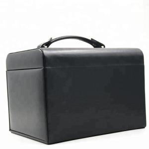 Wholesale Travel Black Luxury Jewelry Box Square Shape With Handle Leather Material from china suppliers