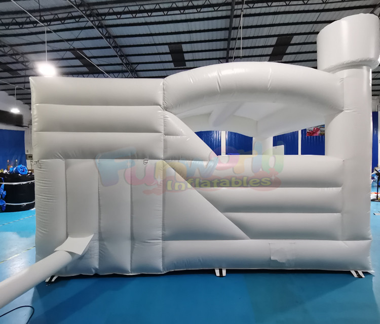 White Wedding Jumping Castle Commercial Bounce House Combo