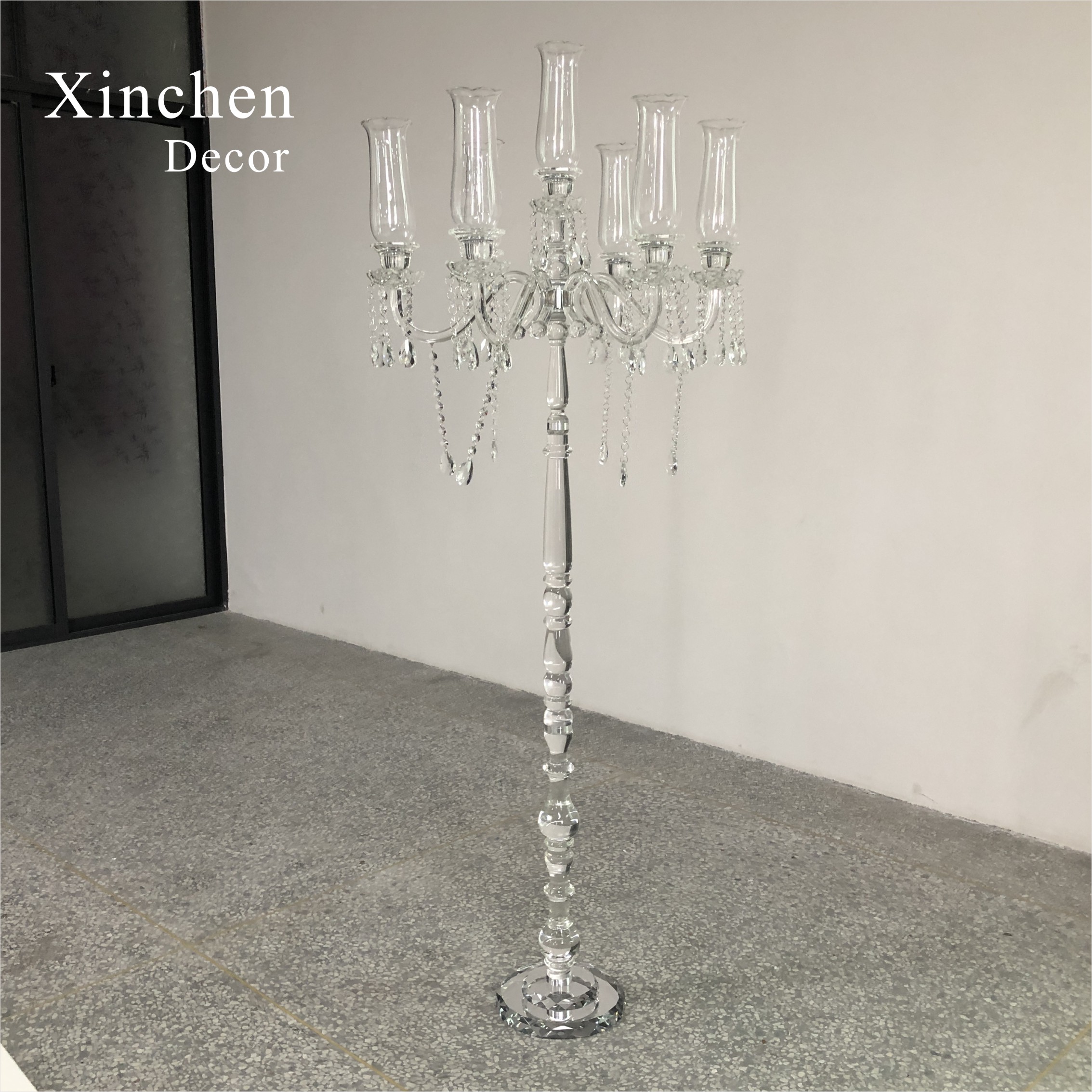 ZT-292 Hot sale wedding decoration floor standing tall crystal candelabra