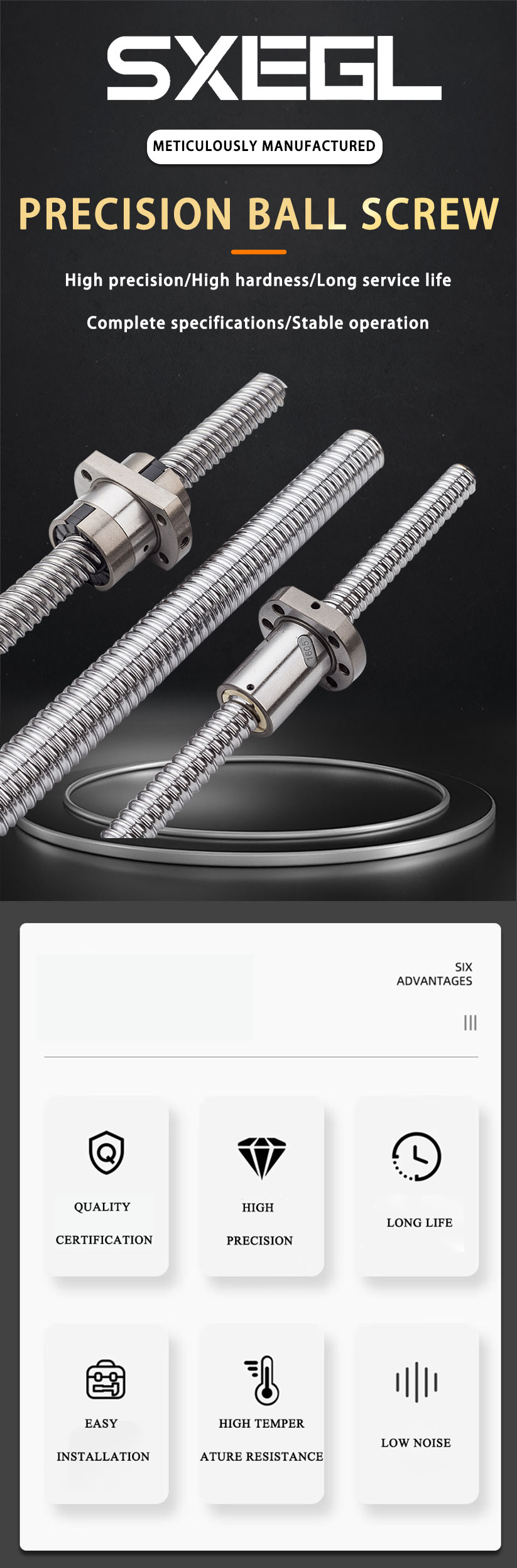 Customized High Speed Ball Screw Heavy Load CNC Ball Screw Low Noise Compatible SFS