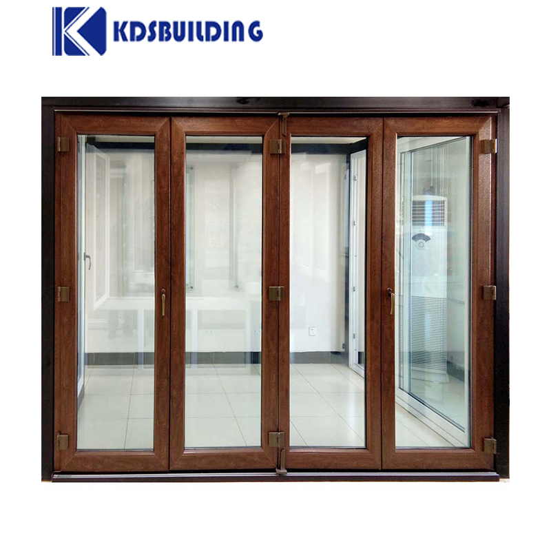 Folding PVC Decorative Door AS2047 High Speed Stack Double Glass Motor System