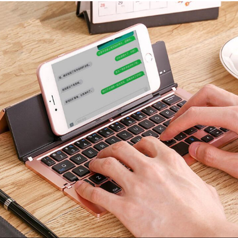 Folding Keyboard Portable Foldable Wireless Bluetooth Keyboard Aluminum Alloy Housing for iPhone,iPad,Tablet,Laptops