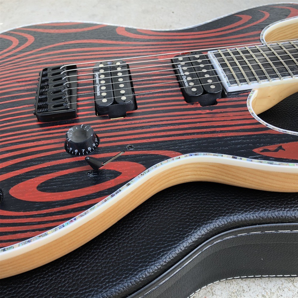 2019 Maple Top 7 Strings Electric Guitar,Abalone binding,Ebony fingerboard Neck through body Electric Guitar