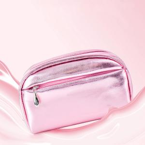 Wholesale Small Pink Glitter PU Leather Wholesale Zipper Pink Shiny Makeup Bag from china suppliers