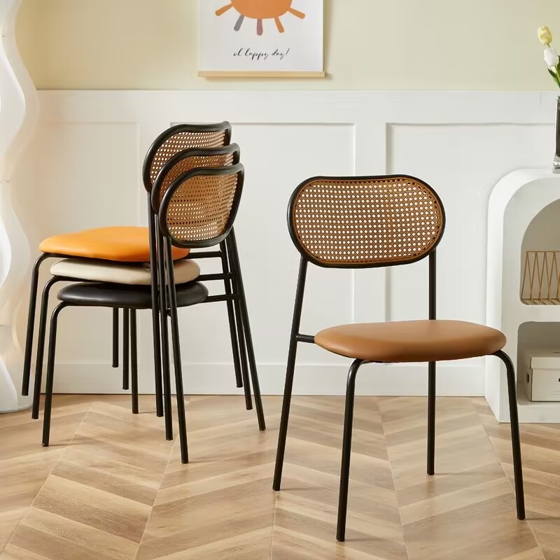Stackable Rattan Back Dining Chairs Home Cane Dining Room Chairs