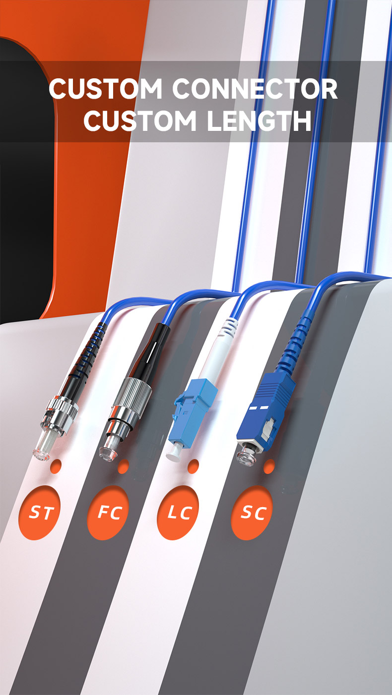 Single Mode 9/125 G652D Simplex SC/UPC-LC/UPC Armored Fiber Optic Patch Cord for Signal Transfer