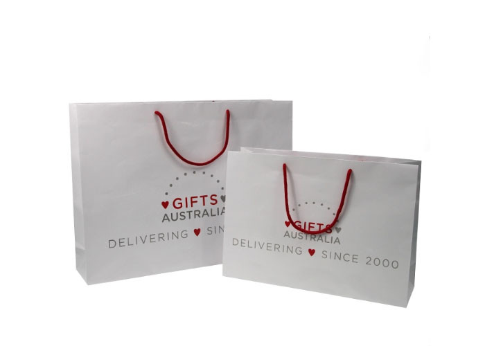 Fashionable Paper Shopping Bags Matt / Glossy Lamination Surface Handling