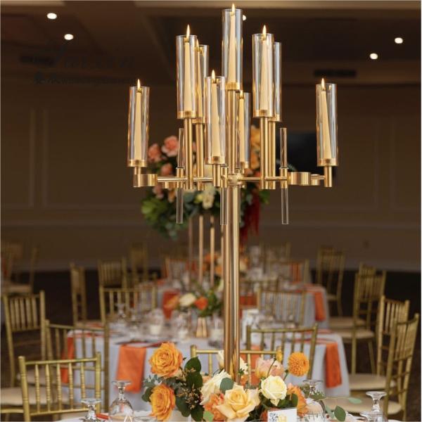 13 Arm Branch Glasses Metal Gold Candelabra Wedding Metal And Crystal Candelabra