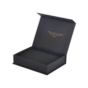 Wholesale Stamping Black Rigid Paper Box Packaging Gift With Magnetic Lids Closure from china suppliers