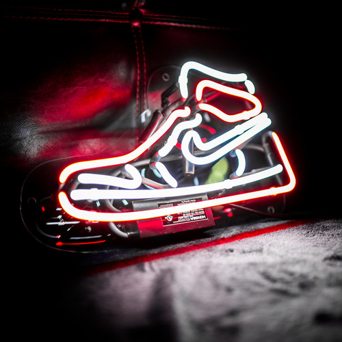 14" x 8.5" Neon Jordan Sneaker Signage Shoe Glass Acrlic Neon Sign