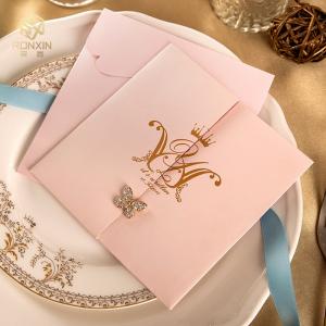 China 15cm Rose Gold Laser Cut Wedding Invitations on sale