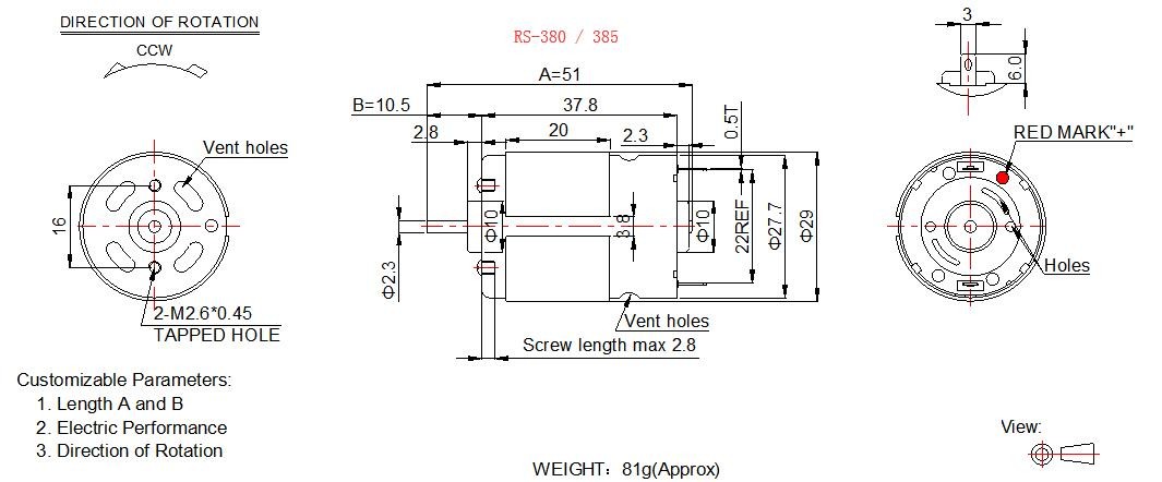 Factory Price High quality carbon brush mini 6v 12v dc motor RS 380 385 for mini vacuum pump