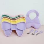 Baby Geschirr Weaning Silicone Tableware Set Bib Plate Stainless Steel Spoon