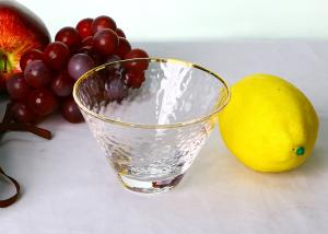 Wholesale Hammered Texture Hand Blown Gold Rim Martini Glasses , Stemless 5 Ounce Martini Glasses from china suppliers