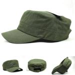 Emblem Logo Vintage Flat Top Army Cap For Men Self Strap / Metal / Velcro