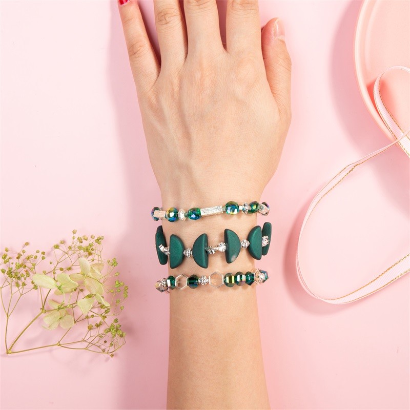 Moon Shape Beads With Silver Brass Beads Hand Craft Bracelets Creative Jewelry