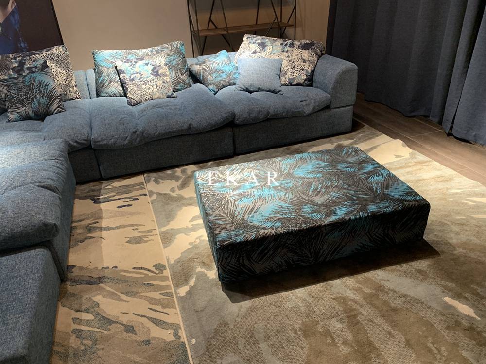 Living Room Couch Linen Fabric Sectional Sofa Set Designs AW-827