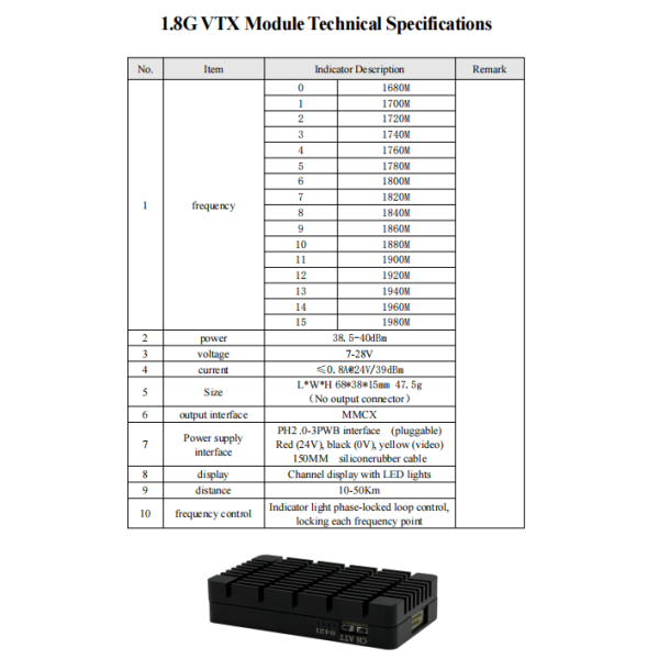 16 Channels Analog Video Transmitter 1.8GHz With Adjustable High Power Output